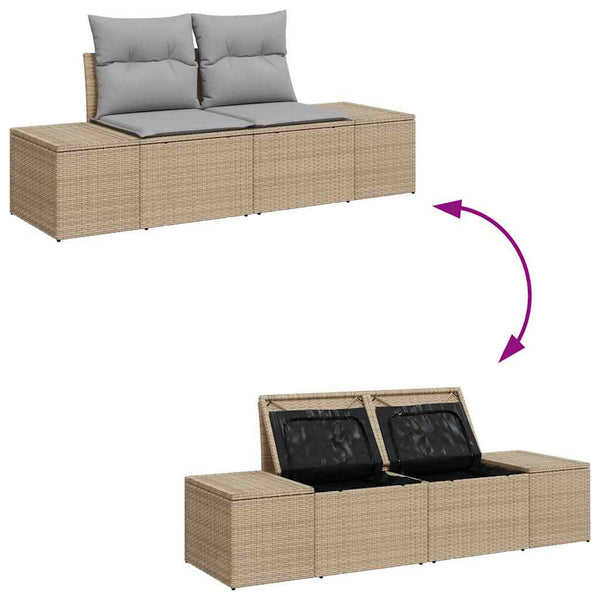 Gartensofa Set Beige Poly Rattan