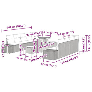 Gartensofa Set Schwarz Poly Rattan mit Kissen