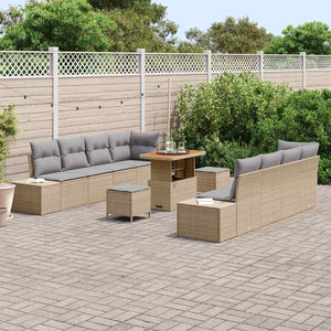 Beige Gartensofa Set mit Kissen Poly Rattan