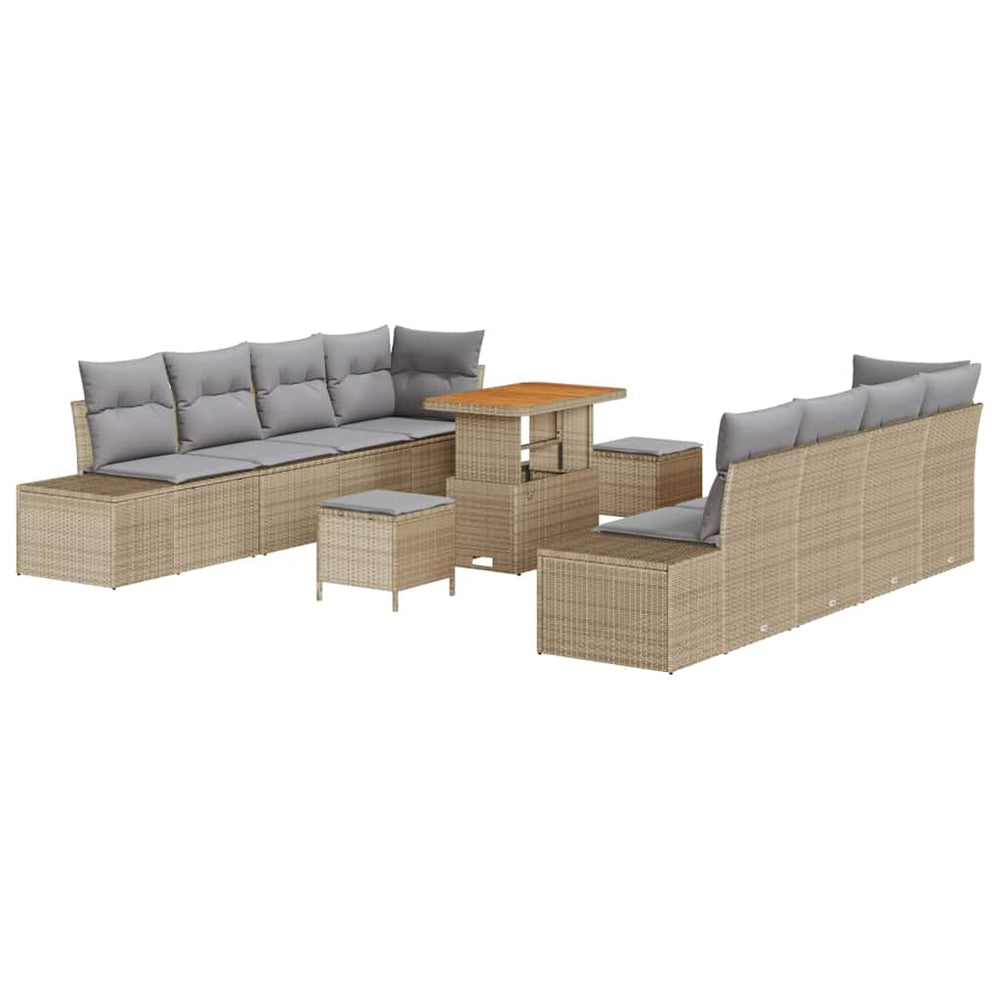 Beige Gartensofa Set mit Kissen Poly Rattan