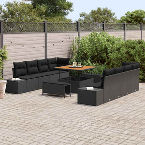 Gartensofa Set Schwarz mit Kissen