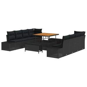 Gartensofa Set Schwarz mit Kissen
