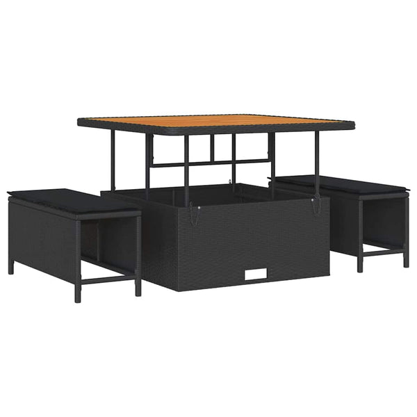Gartensofa Set Schwarz mit Kissen