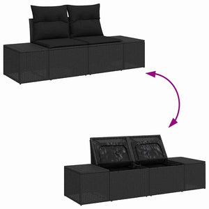 Gartensofa Set Schwarz mit Kissen