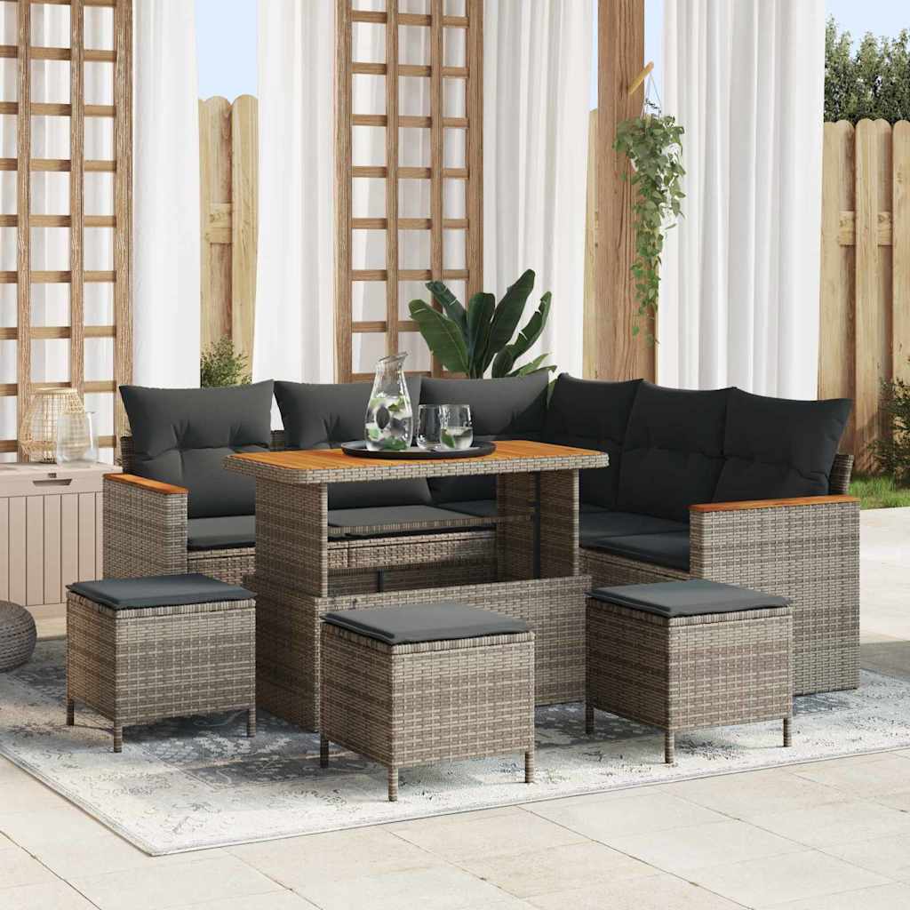 Graues Gartensofa-Set mit Kissen & Stauraum