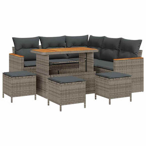 Graues Gartensofa-Set mit Kissen & Stauraum