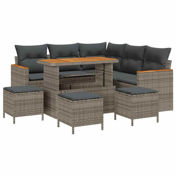 Graues Gartensofa-Set mit Kissen & Stauraum