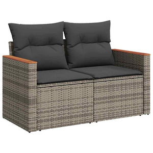 Graues Gartensofa-Set mit Kissen & Stauraum