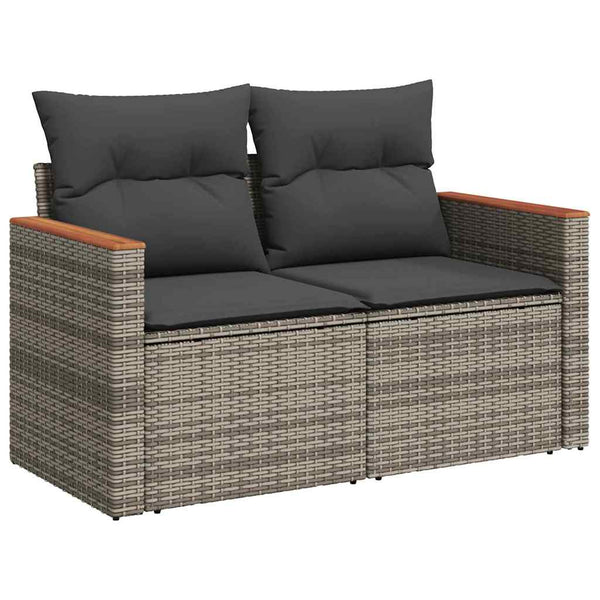 Graues Gartensofa-Set mit Kissen & Stauraum