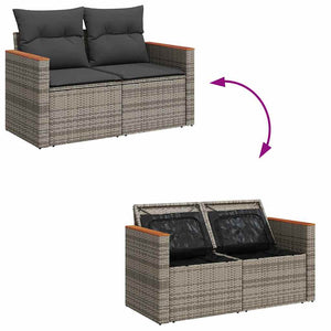 Graues Gartensofa-Set mit Kissen & Stauraum