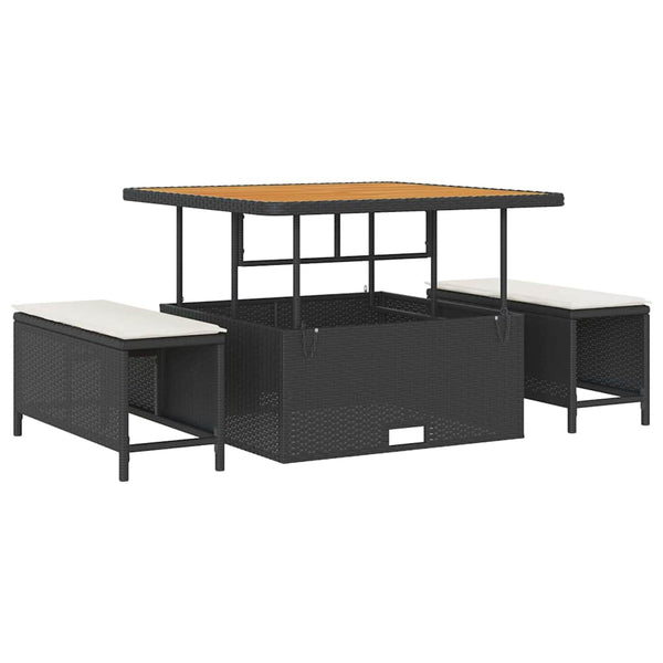 Gartensofa Set Schwarz Creme Poly-Rattan