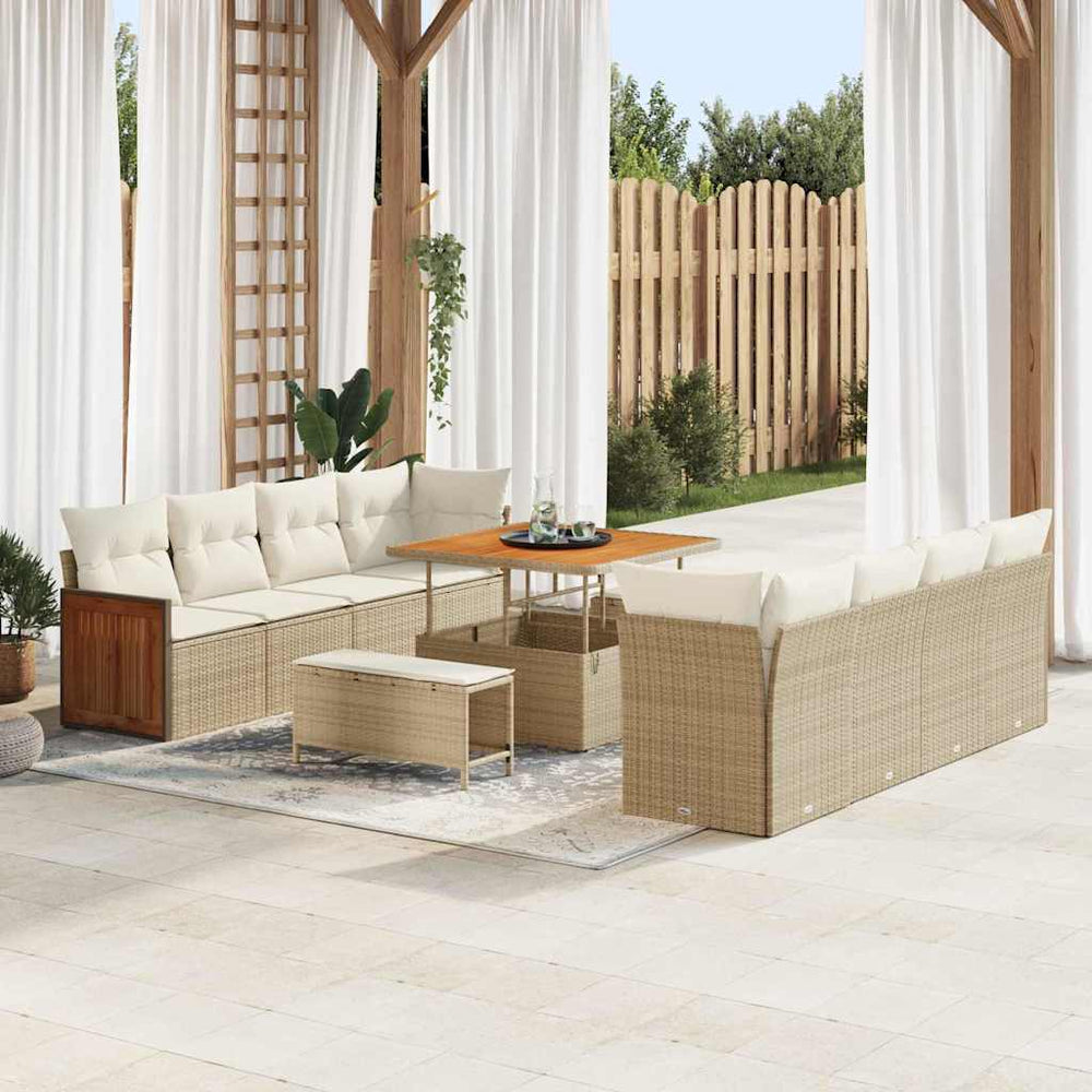 Gartensofa Set Beige Creme Poly-Rattan
