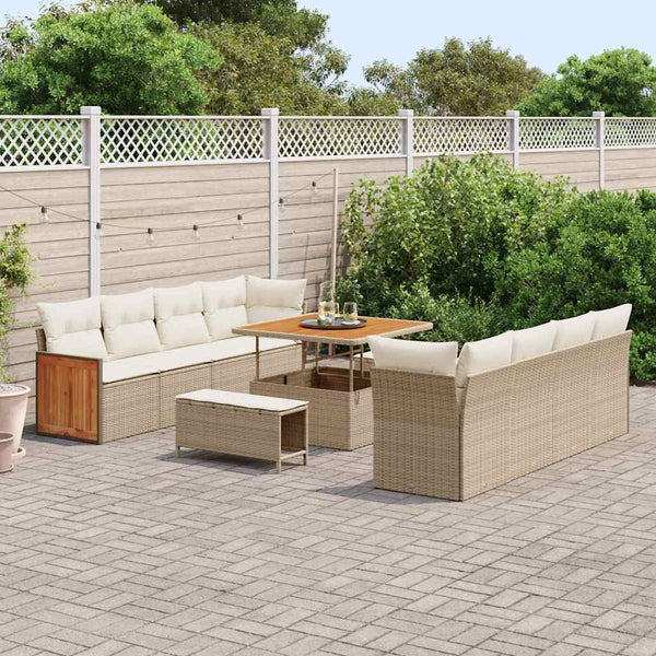 vidaXL Salon de jardin Beige et crème 231 x 224 x 85 cm Résine tressée