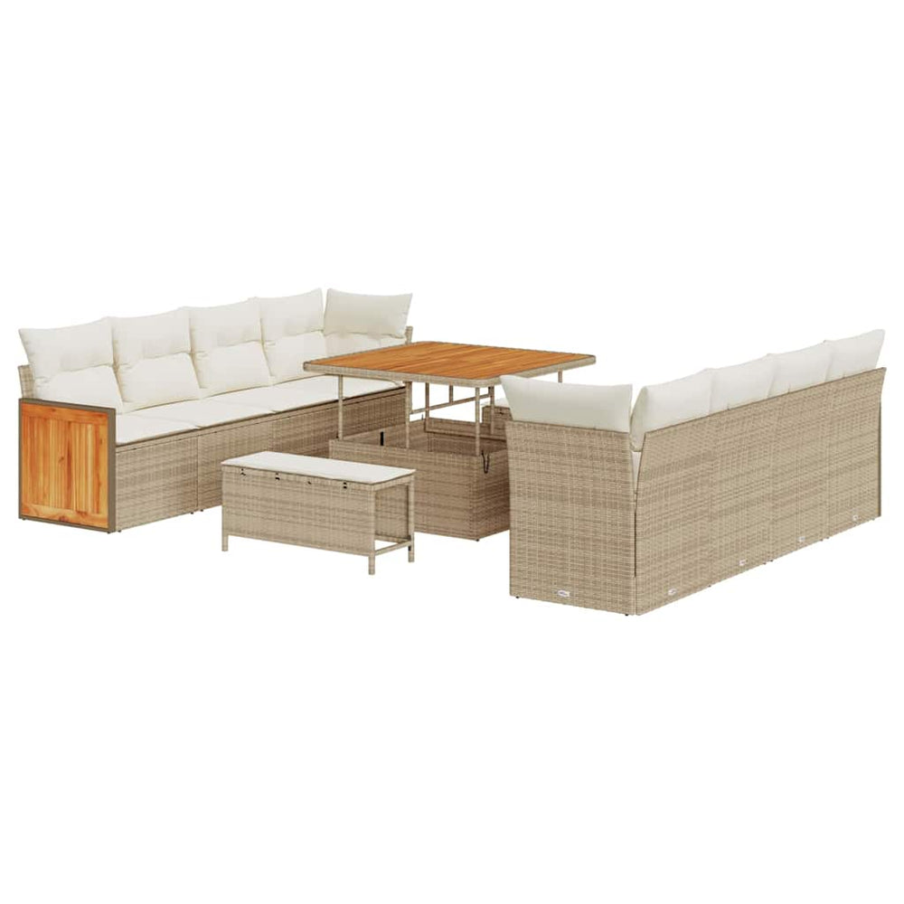 Gartensofa Set Beige Creme Poly-Rattan