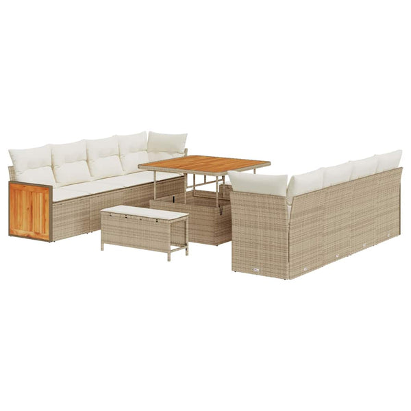 vidaXL Salon de jardin Beige et crème 231 x 224 x 85 cm Résine tressée