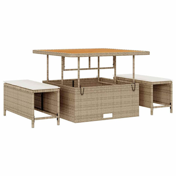 vidaXL Salon de jardin Beige et crème 231 x 224 x 85 cm Résine tressée