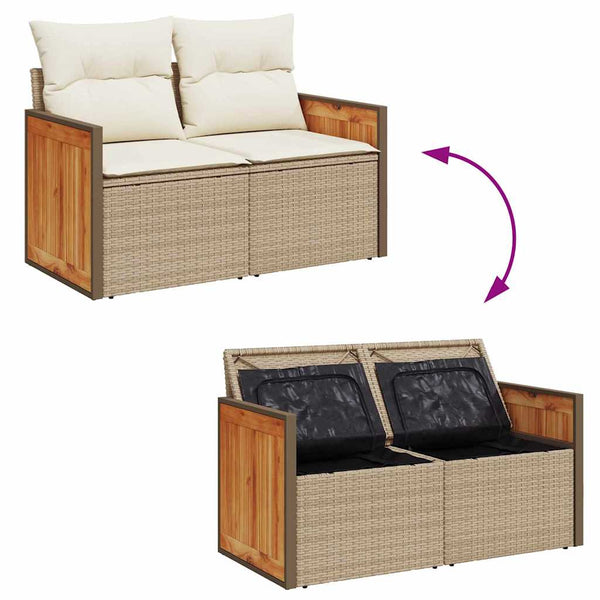 vidaXL Salon de jardin Beige et crème 231 x 224 x 85 cm Résine tressée