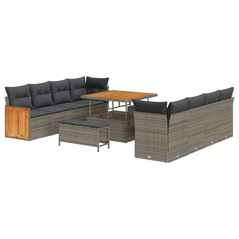 vidaXL Salon de jardin avec coussins Gris 231 x 224 x 85 cm Résine tressée