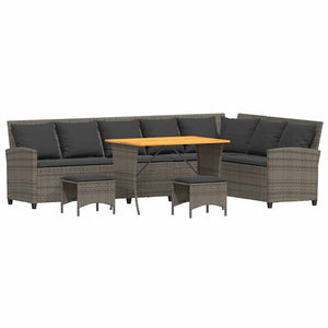 Garten Sofagarnitur L-Form Grau Poly Rattan 4-tlg.