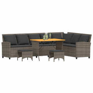 Garten Sofagarnitur L-Form Grau Poly Rattan 4-tlg.