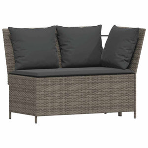 Garten Sofagarnitur L-Form Grau Poly Rattan 4-tlg.