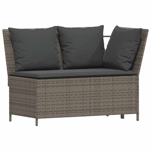 Garten Sofagarnitur L-Form Grau Poly Rattan 4-tlg.