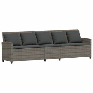 Garten Sofagarnitur L-Form Grau Poly Rattan 4-tlg.