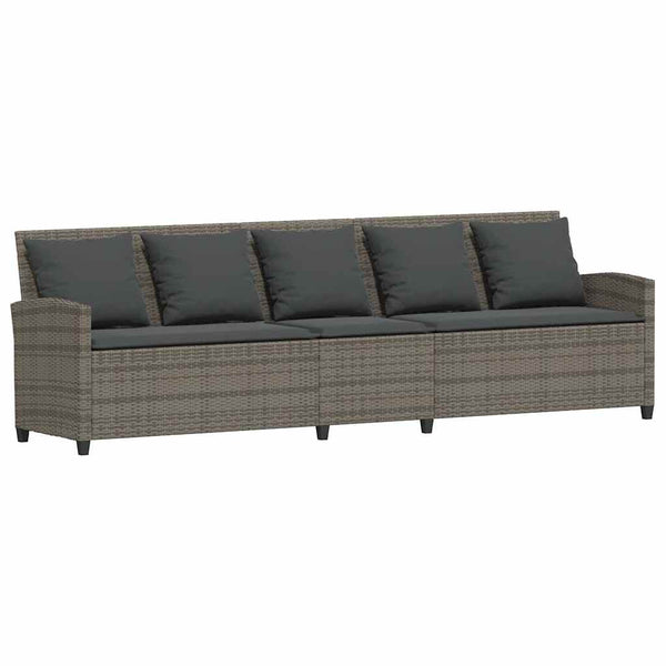 Garten Sofagarnitur L-Form Grau Poly Rattan 4-tlg.