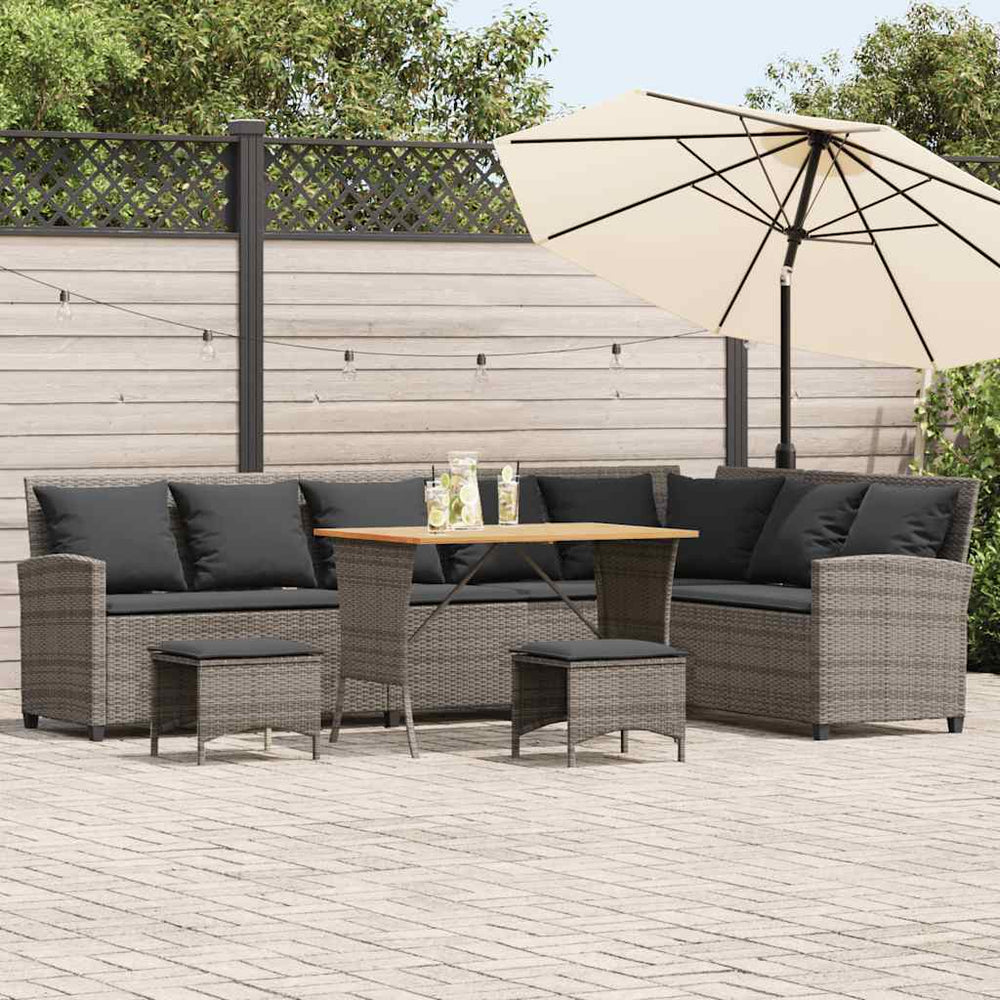 vidaXL Salon de jardin 4 pcs avec coussins en poly rotin gris en forme de L