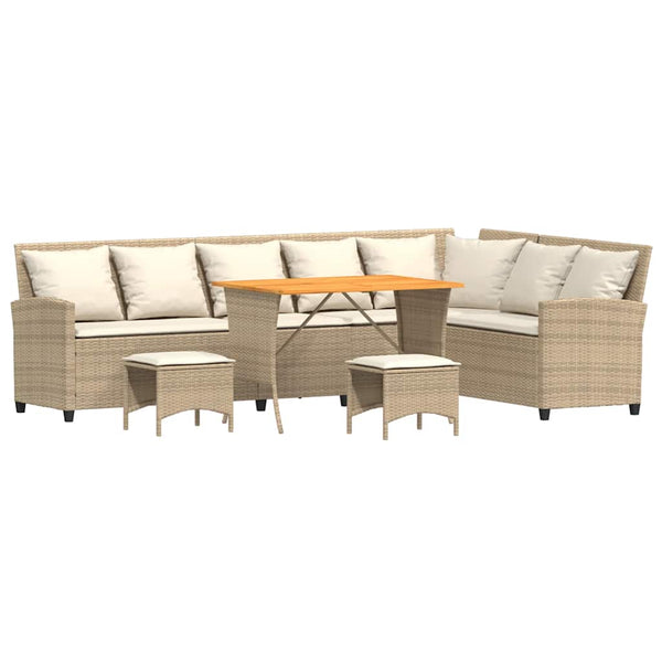 4-tlg. Garten Sofagarnitur Beige Poly Rattan