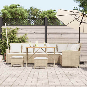 4-tlg. Garten Sofagarnitur Beige Poly Rattan