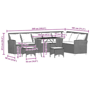 4-tlg. Garten Sofagarnitur Beige Poly Rattan
