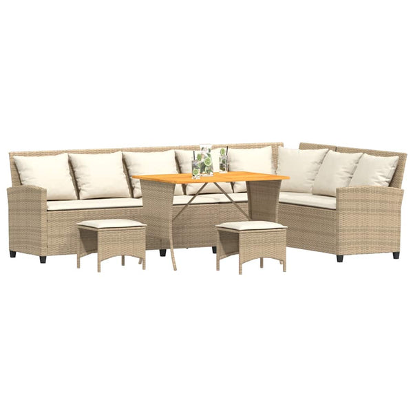 4-tlg. Garten Sofagarnitur Beige Poly Rattan