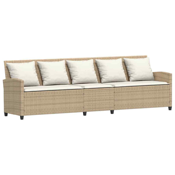 4-tlg. Garten Sofagarnitur Beige Poly Rattan