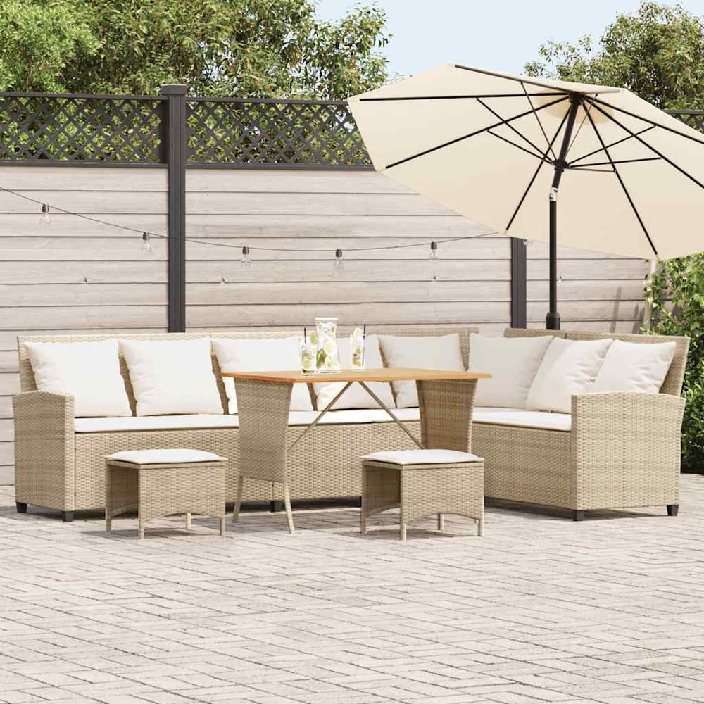 vidaXL Salon de jardin 4 pcs avec coussins en résine tressée en L Beige