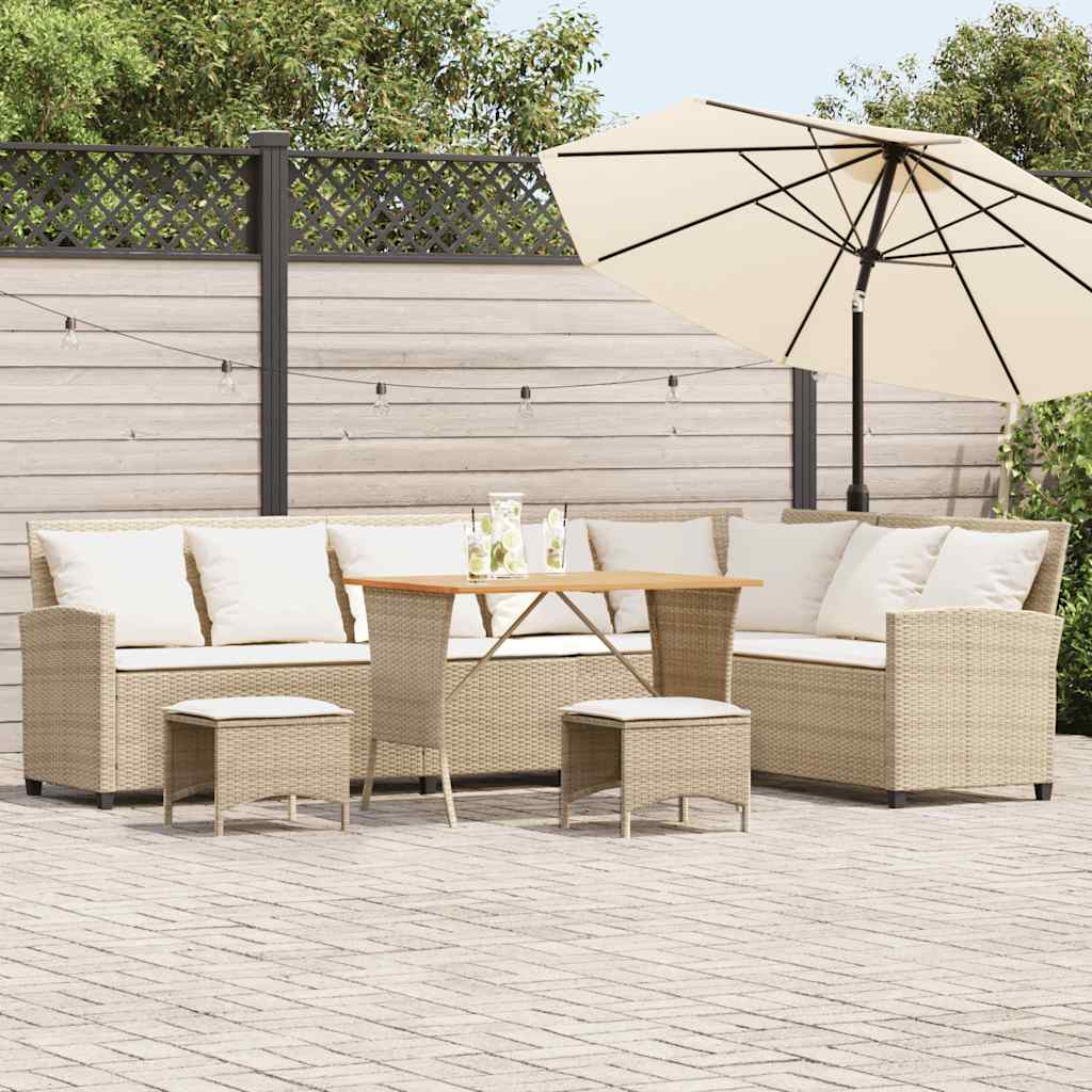 4-tlg. Garten Sofagarnitur Beige Poly Rattan