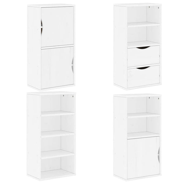 ODDA Beistellschränke, 4er Set, Kiefer Massivholz Weiß