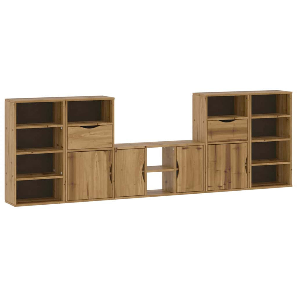 vidaXL Ensemble de meubles de salon 5 pcs avec rangement ODDA, pin massif