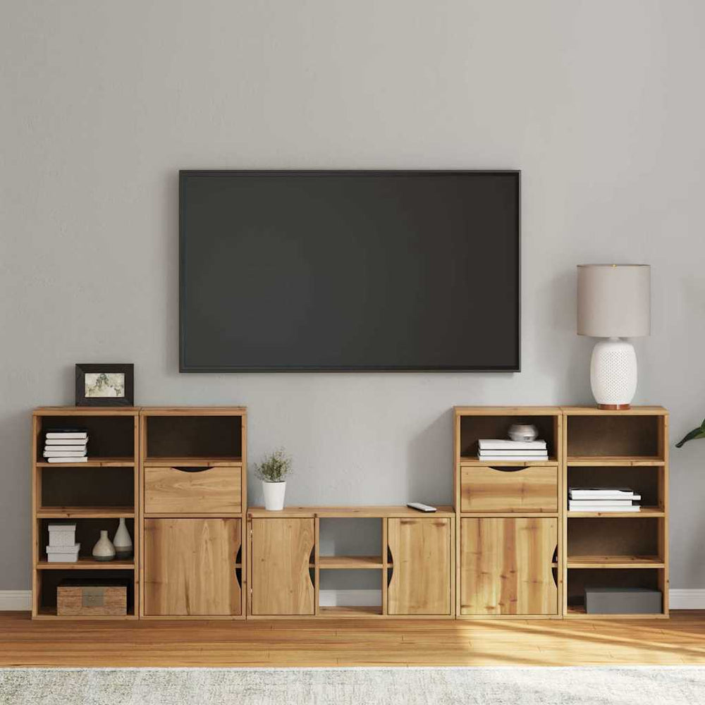 vidaXL Ensemble de meubles de salon 5 pcs avec rangement ODDA, pin massif