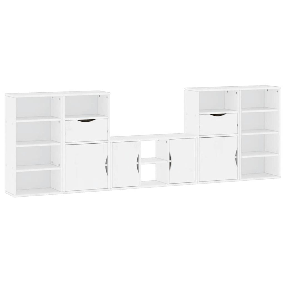 vidaXL Meuble TV mural 5 pcs avec rangement ODDA Blanc Bois de pin massif