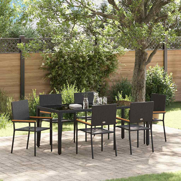 vidaXL Ensemble de salle à manger de jardin 7 pièces en résine tressée noir