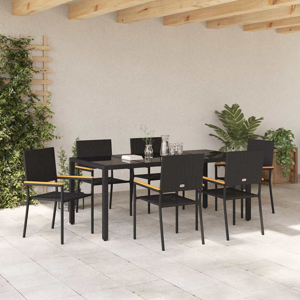 vidaXL Ensemble de salle à manger de jardin 7 pièces en résine tressée noir