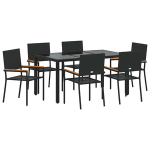 vidaXL Ensemble de salle à manger de jardin 7 pièces en résine tressée noir
