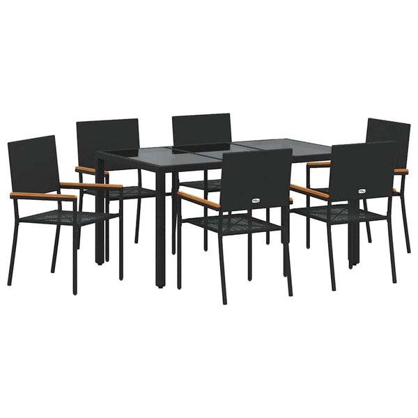 vidaXL Ensemble de salle à manger de jardin 7 pièces en résine tressée noir