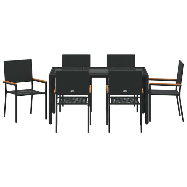 vidaXL Ensemble de salle à manger de jardin 7 pièces en résine tressée noir