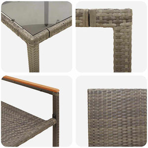 Garten Essgruppe 7-teilig Grau Rattan