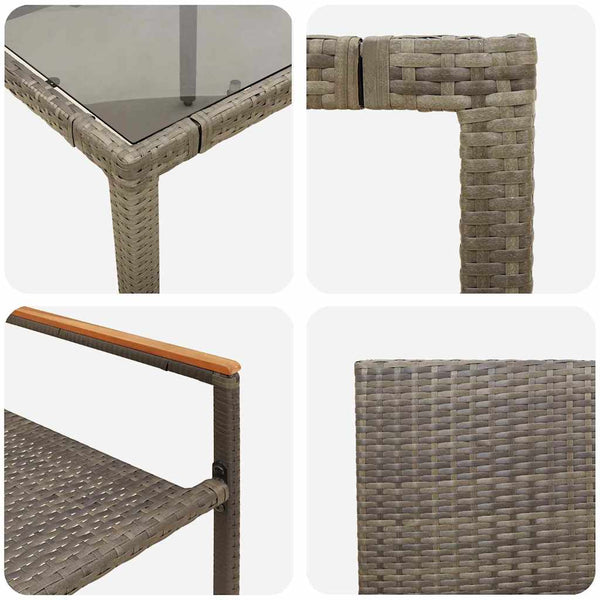 Garten Essgruppe 7-teilig Grau Rattan
