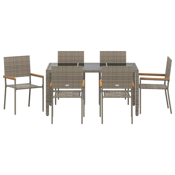 Garten Essgruppe 7-teilig Grau Rattan
