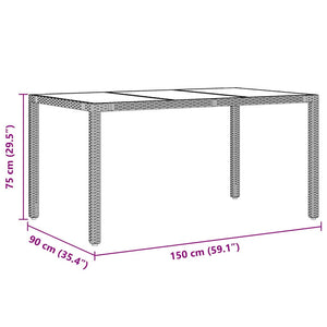Garten Essgruppe 7-teilig Grau Rattan