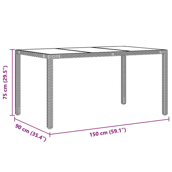 Garten Essgruppe 7-teilig Grau Rattan